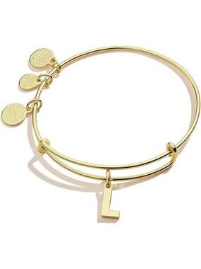 Initial L Expandable Bangle Initials Letter Charm Bracelet, Shiny Finish